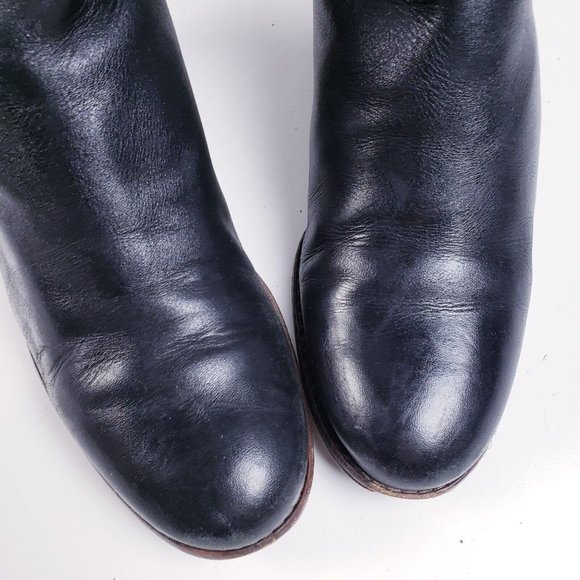 Cole Haan Women's Size 9 Wesley Black Leather Tall Riding Boots Low Heel Zip - Picture 7 of 11